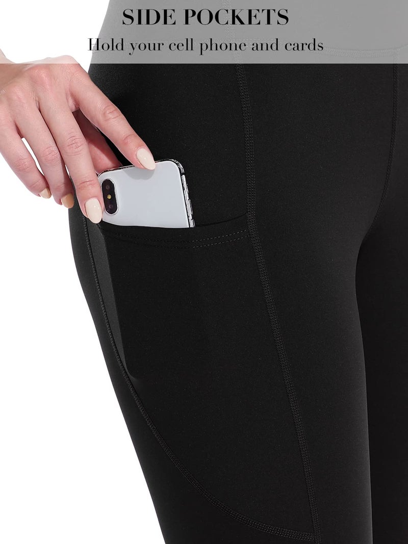 SOCIALA Womens High Waist Biker Shorts with Pockets 12" Workout Running Short Black - Image 4